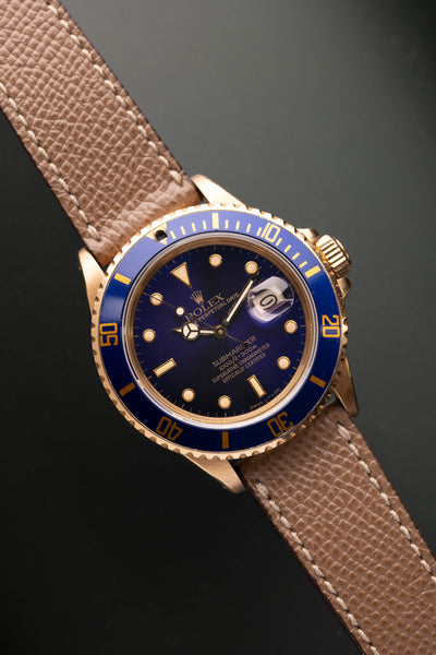 1987 Rolex gold 16808 Submariner w/ turning Purple dial