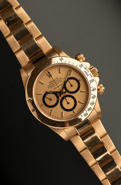 1987 Rolex 16528 Zenith Gold Daytona w/ Champagne Floating “Cosmograph” Dial - Unpolished