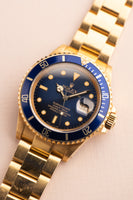 1987 Rolex 16808 Gold Submariner - Blue Dial - Unpolished