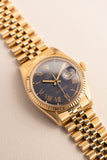 1974 Rolex 1601 /8 Pinkish Gold Datejust with Blue Roman Dial
