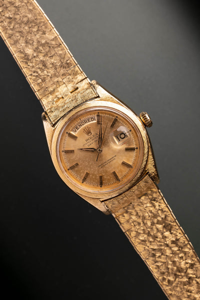 1960 Rolex 1806 Gold Day-Date - Brick Moire Finish