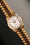 1986 Rolex Gold 18038 Day-Date w/ White Roman Dial