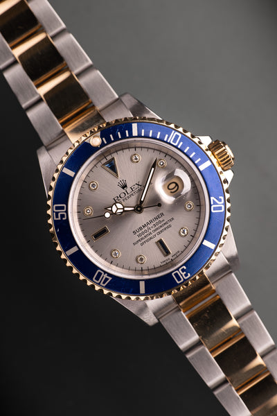 2003 Rolex 16613 Serti Dial Two-Tone Gold Submariner -Unpolished & Complete