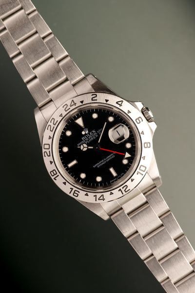 1998 Rolex 16570 black dial Explorer II Box and Papers - Unpolished