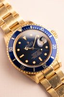 1987 Rolex 16808 Gold Submariner - Blue Dial - Unpolished
