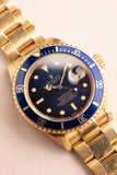 1987 Rolex 16808 Gold Submariner - Blue Dial - Unpolished
