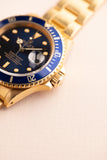 1987 Rolex 16808 Gold Submariner - Blue Dial - Unpolished