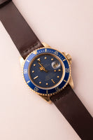 1980 Rolex 16808 Gold Submariner Unpolished w/ Everblue Dial