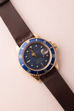 1980 Rolex 16808 Gold Submariner Unpolished w/ Everblue Dial