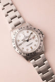 1990 Rolex Polar White 16570 Chi-Chi Explorer-II w/ Punched Papers
