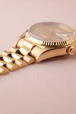 1985 Rolex 18038 Day-Date Yellow Gold Ruby + Diamond String Dial - Unpolished -  Box and Papers