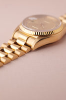 1985 Rolex 18038 Day-Date Yellow Gold Ruby + Diamond String Dial - Unpolished -  Box and Papers