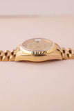 1985 Rolex 18038 Day-Date Yellow Gold Ruby + Diamond String Dial - Unpolished -  Box and Papers