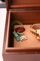 1985 Rolex 18038 Day-Date Yellow Gold Ruby + Diamond String Dial - Unpolished -  Box and Papers