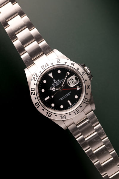 2006 Rolex 16570 Explorer II Black Dial Box & Papers w rare 3186 mvmt