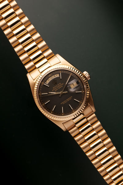 1978 Rolex 1803 Gold Day-Date Graphite Dial Box & Papers
