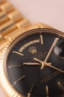1971 Rolex 1803 Matte Black Yellow Gold Dial Day-Date