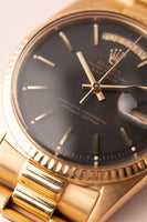 1971 Rolex 1803 Matte Black Yellow Gold Dial Day-Date