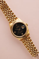 1990 Rolex 16238 Yellow Gold Date Just Diamond Onyx Dial