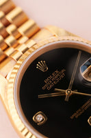 1990 Rolex 16238 Yellow Gold Date Just Diamond Onyx Dial
