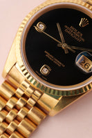 1990 Rolex 16238 Yellow Gold Date Just Diamond Onyx Dial