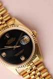 1990 Rolex 16238 Yellow Gold Date Just Diamond Onyx Dial
