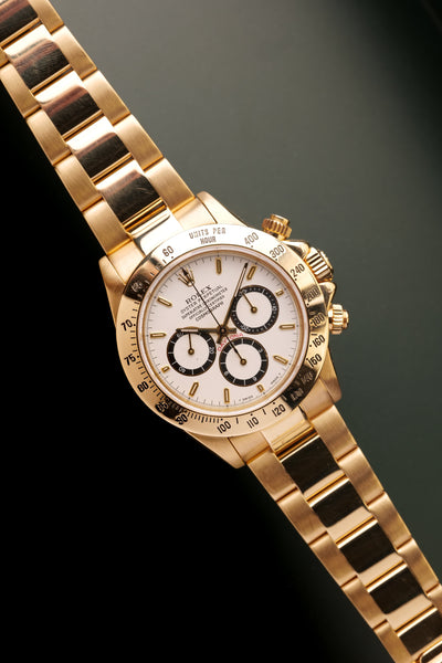 1993 Rolex 16528 Zenith Yellow Gold White Dial Daytona