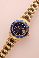 1991 Rolex 16618 Violet Dial Yellow Gold Submariner