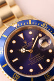 1991 Rolex 16618 Violet Dial Yellow Gold Submariner