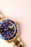 1991 Rolex 16618 Violet Dial Yellow Gold Submariner