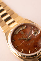 1979 Rolex 19018 Wood Dial Yellow Gold Oysterquartz Day-Date