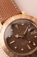 1972 Rolex 1675 Yellow Gold Root-Beer GMT Leather Strap