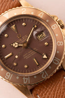 1972 Rolex 1675 Yellow Gold Root-Beer GMT Leather Strap