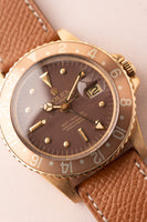 1972 Rolex 1675 Yellow Gold Root-Beer GMT Leather Strap