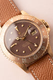 1972 Rolex 1675 Yellow Gold Root-Beer GMT Leather Strap