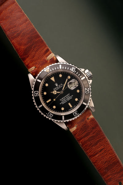 1985 Rolex 16800 Submariner on leather strap