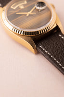 1978 Rolex 18038 Yellow Gold Tiger Eye Stone Dial Day-Date Unpolished