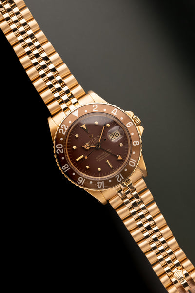 1970 Rolex 1675 Yellow Gold Root-beer Nipple Dial GMT
