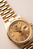 1987 Rolex 18038 Yellow Gold Diamond Dial Day-Date