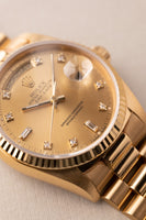 1987 Rolex 18038 Yellow Gold Diamond Dial Day-Date