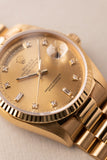 1987 Rolex 18038 Yellow Gold Diamond Dial Day-Date