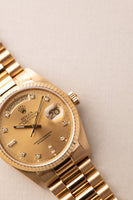 1987 Rolex 18038 Yellow Gold Diamond Dial Day-Date
