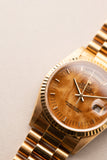 1994 Rolex 18238 Yellow Gold Wood Dial Day-Date - Unpolished With Papers