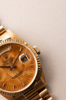 1994 Rolex 18238 Yellow Gold Wood Dial Day-Date - Unpolished With Papers