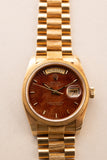 1984 Rolex 18078 Yellow Gold Wood Dial Day-Date