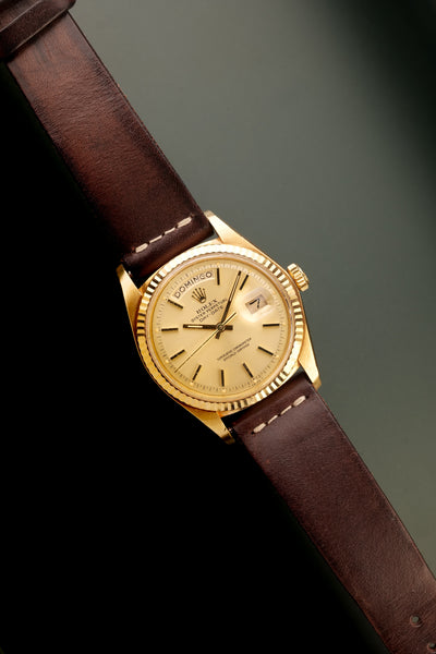 1977 Rolex 1803 Yellow Gold Day-Date On Leather Strap