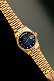 1989 Rolex 18238 Yellow Gold Blue Sun Burst Dial - With Papers