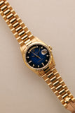 1989 Rolex 18238 Yellow Gold Blue Sun Burst Dial - With Papers