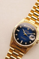 1989 Rolex 18238 Yellow Gold Blue Sun Burst Dial - With Papers