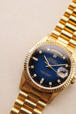 1989 Rolex 18238 Yellow Gold Blue Sun Burst Dial - With Papers